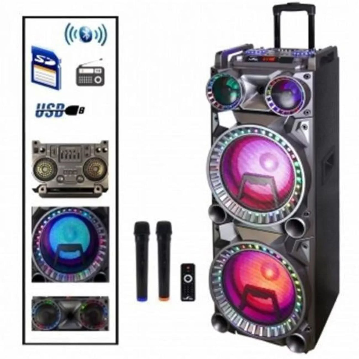 Dual Subwoofer Bluetooth Portable Party Speaker. BeFree 10 in