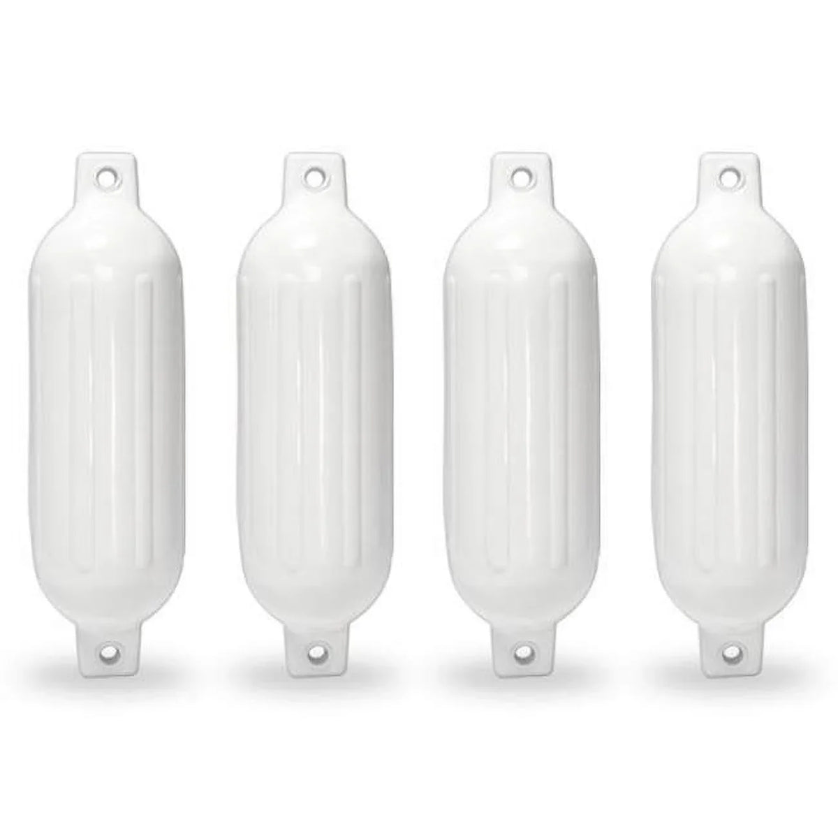 Inflatable Vinyl Mooring Bumpers Guard Dock Docking Twin Eye Ribbed ship Pontoon Fender, White - 4 Piece. Kapsco Moto 6.5 x 23 in