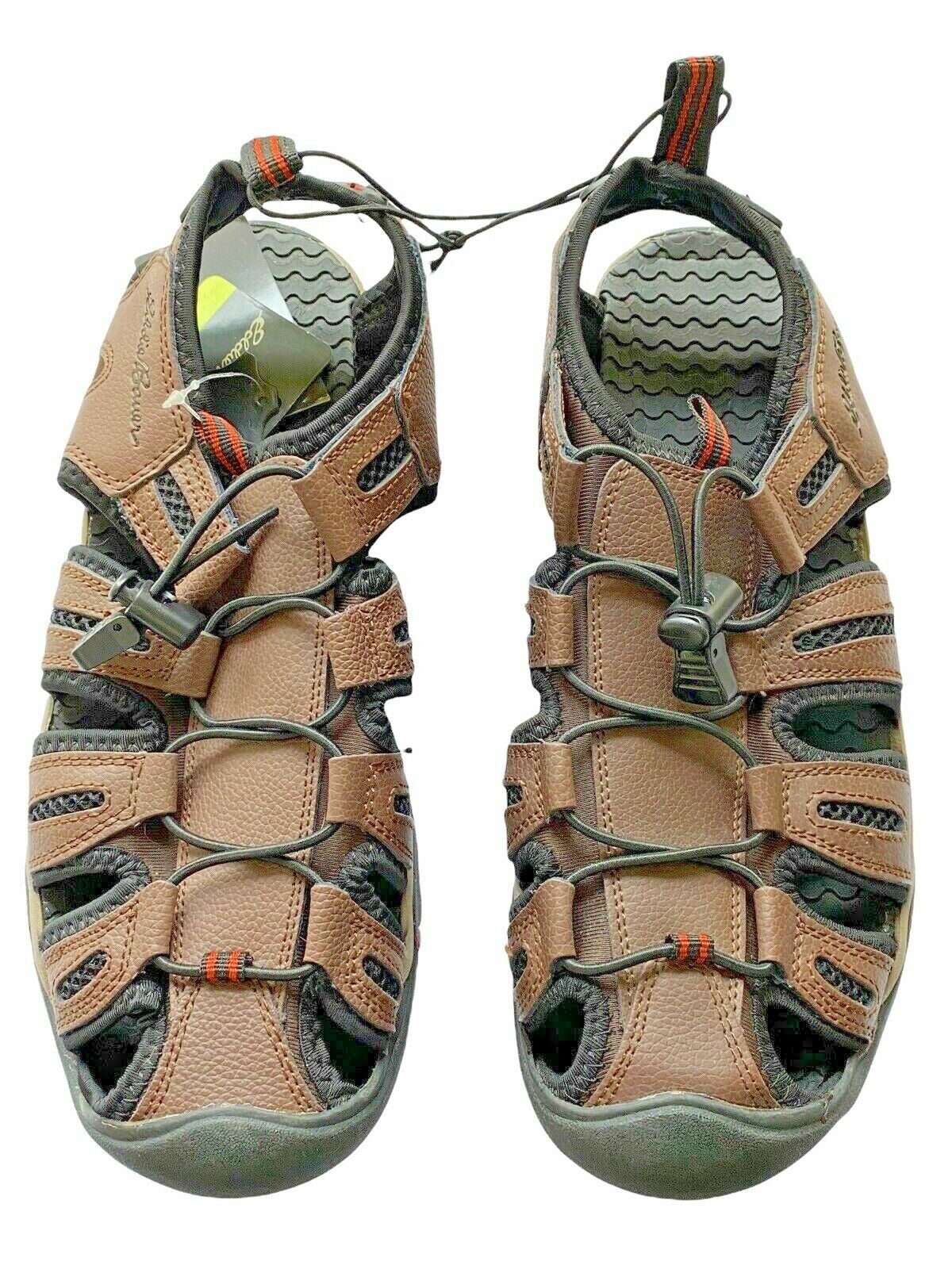 Eddie Bauer Men's Troy Cinch Cord Leather Sandals (Dark Brown, 9)