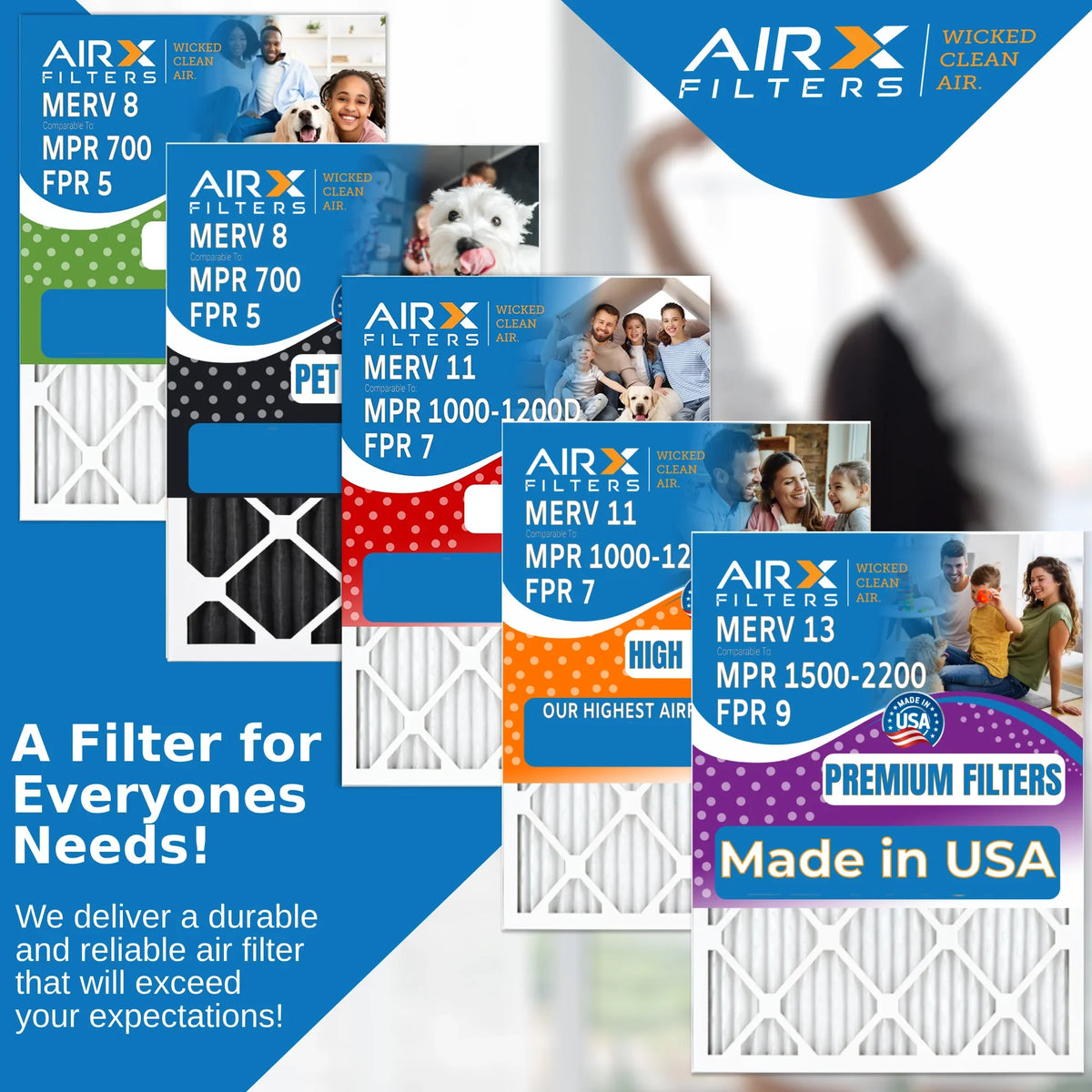 14x24x1 Air Filter MERV 8 Comparable to MPR 700 & FPR 5 Electrostatic Pleated Air Conditioner Filter 6 Pack HVAC AC Premium USA Made 14x24x1 Furnace Filters by AIRX FILTERS WICKED CLEAN AIR.