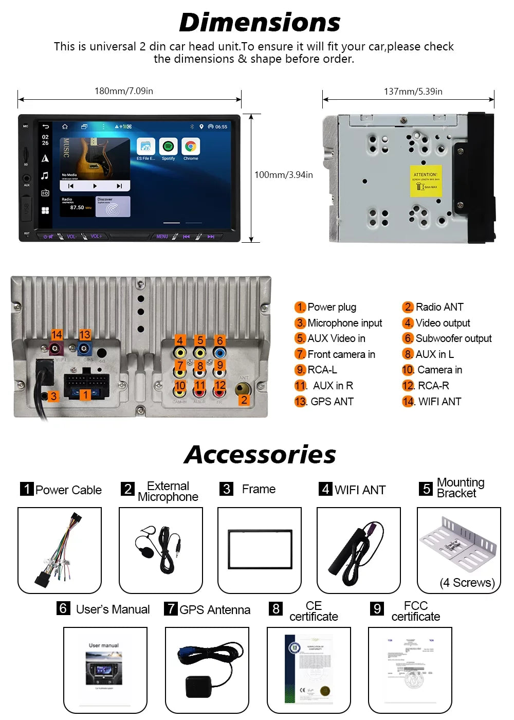 Android 11 Car Stereo with Wireless Carplay Double Din Android Auto Car Radio 7 Inch IPS G+G Touch Screen Bluetooth WiFi GPS Navigation Mirrorlink DSP Octa Core Backup Camera