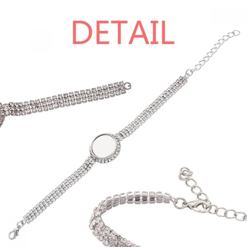 Demark National Flag Red Pattern Tennis Chain Anklet Bracelet Diamond Jewelry