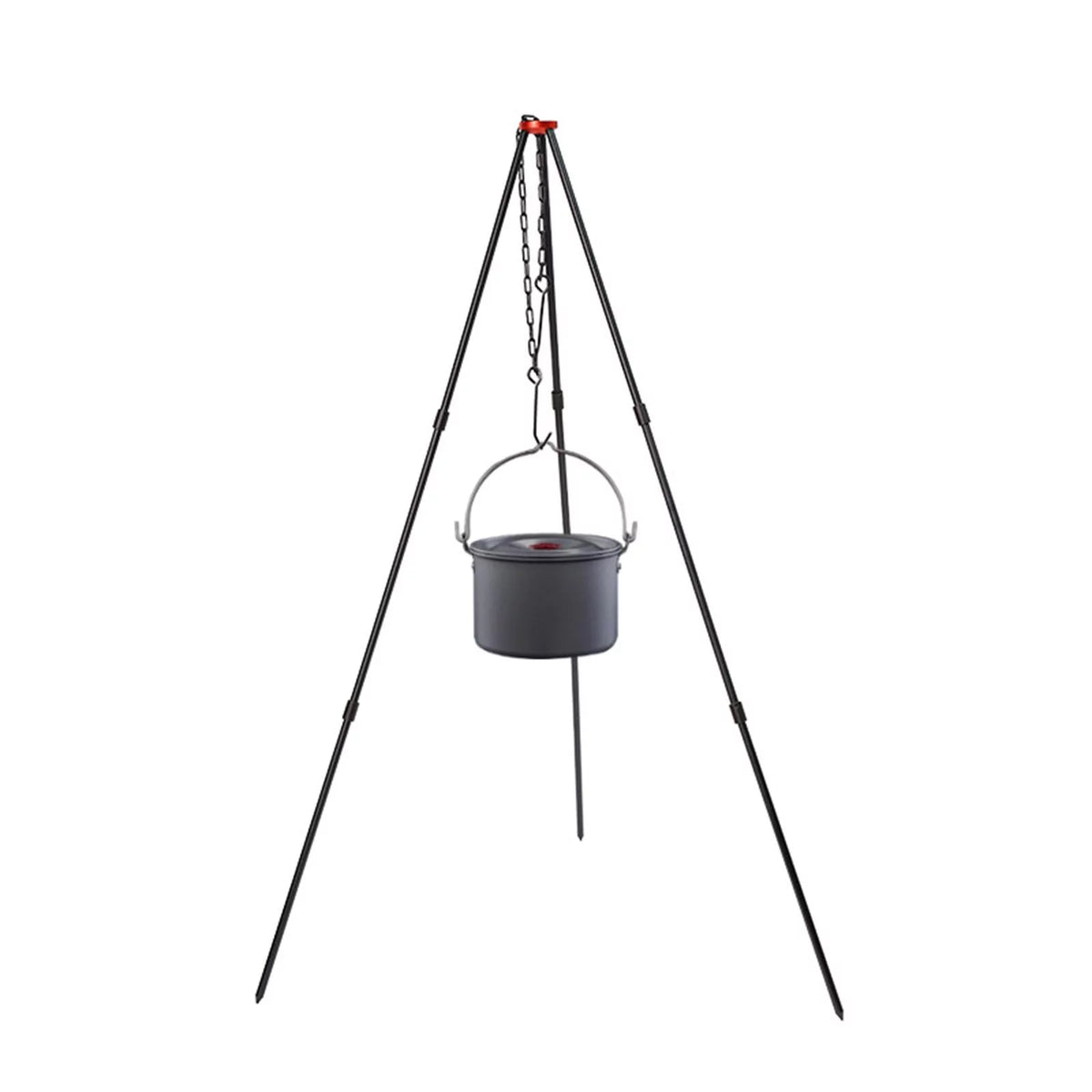 Camping Tripod, Portable Outdoor Cooking Tripod with Adjustable Campfire Picnic ing Pot Grill Stand Aluminum Cookware Accessory , Black
