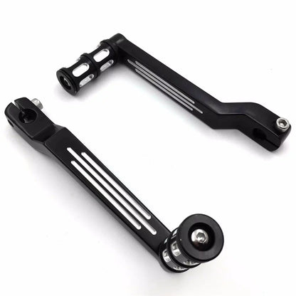 HTT- Style 009C- Motorcycle Black Aluminum Heel Toe Shift Levers/Gear Shift Pedal Levers w/ Shifter Pegs For Harley Davidson Fat Boy FLSTF 1980 and later