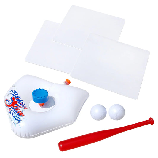 Banzai Splash & Slam Baseball - Tee & Sprinkler liquid Sports Game - Includes Plastic Bat + 2 Plastic Balls + Home Plate & Bases, , Backyard Batting Practice, Kids Ages 3