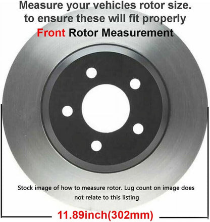 Detroit Axle - Brake Kit for Chrysler Town & Country Dodge Grand Caravan Journey Ram C/V Routan Disc Brake Rotors Ceramic Brakes Pads w/Hardware Replacement [11.98" inch Front & 12" inch Rear Rotors]