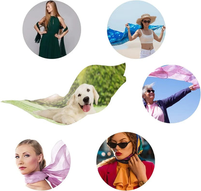 Hyjoy Golden Retriever Looking Outdoors Long Silk Neck Scarf Lightweight Shawl Wrap Scarves for Women Girls
