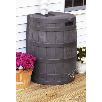 Good Ideas Rain Wizard 50 Gallon Rain Barrel aqua Collector, Oak (2 Pack)