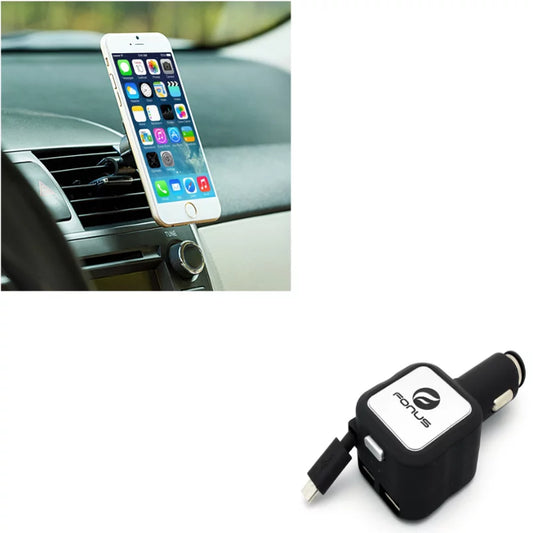 Air Vent Magnetic Car Mount w 4.8Amp Retractable Charger for  K8+ (2018) - Motorola Moto G5 PLUS (XT1687) E5 Plus E4 PLUS G6 Play, Droid Turbo 2 -  Galaxy Sky, S7 S6 S5, On5