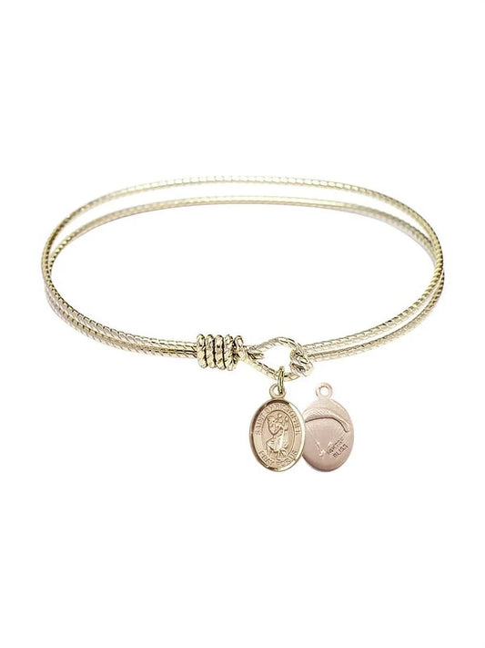 Christopher/Paratroopers in Gold-Filled. 7 1/4 inch Oval Eye Hook Bangle Bracelet w/ St