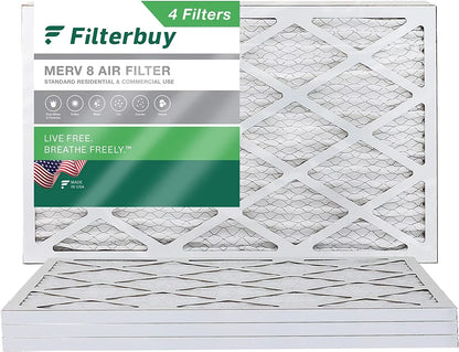 Filterbuy 14x36x1 MERV 8 Pleated HVAC AC Furnace Air Filters (4-Pack)