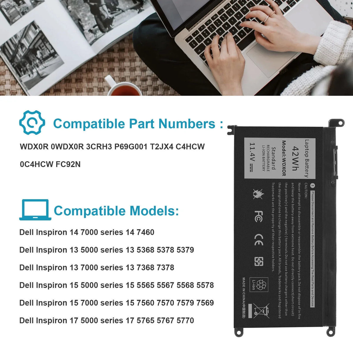 Battery For  Inspiron 14 7460,Inspiron 13 7368 7378