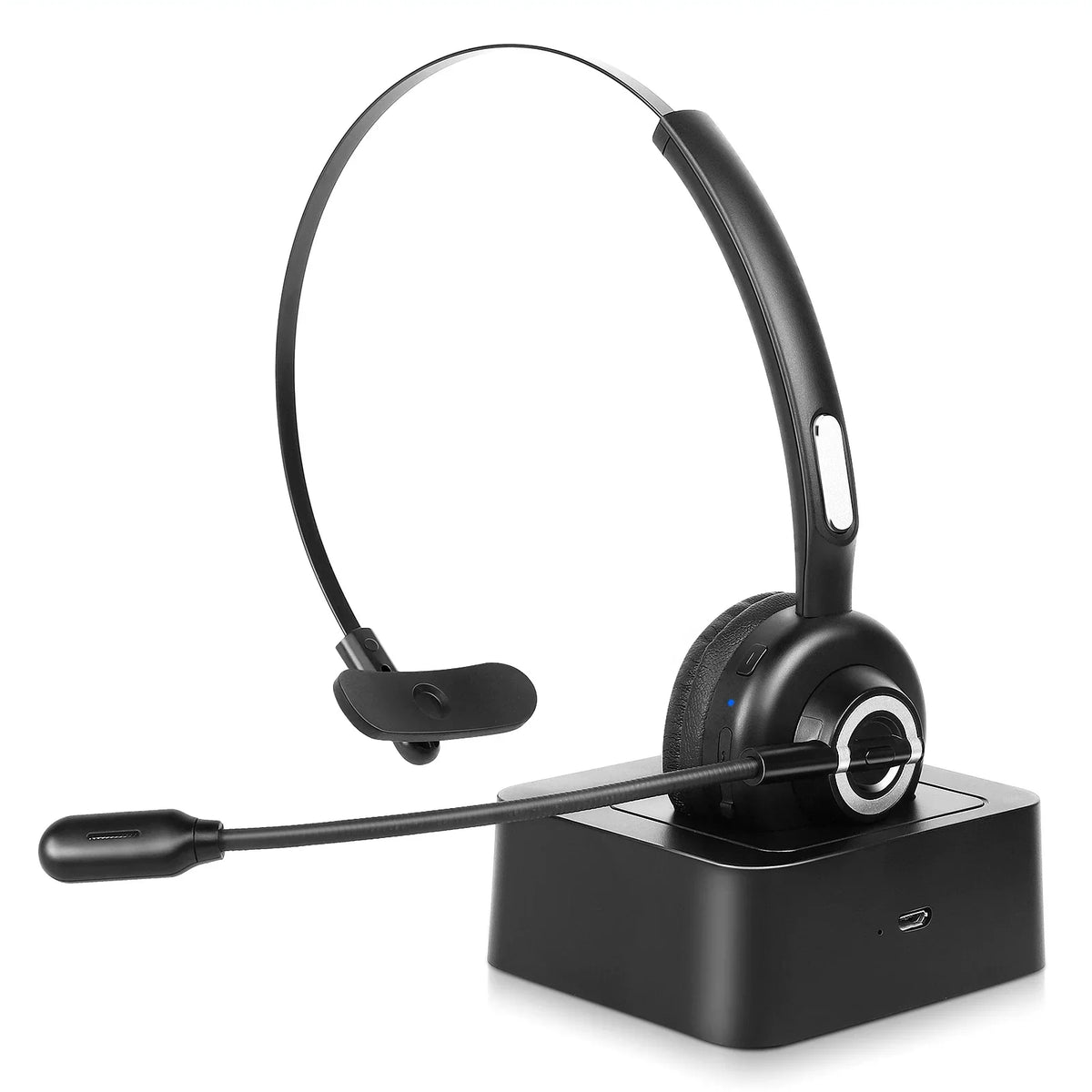 Comfortable Bluetooth Headset, UX-M97 Wireless Headset with Microphone, Wireless Cell Phone Headset with Noise Isolation Mic Charging Base Mute Function for Oppo RX17 Pro With Charging Dock