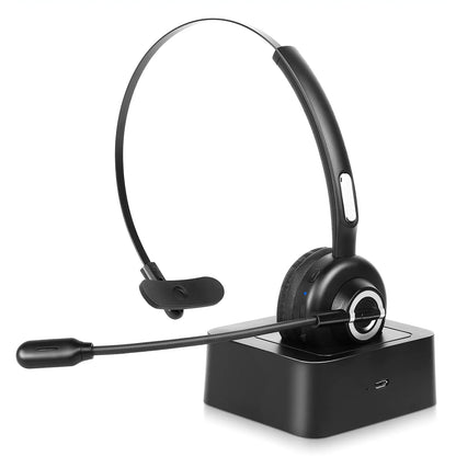 Comfortable Bluetooth Headset, UX-M97 Wireless Headset with Microphone, Wireless Cell Phone Headset with Noise Isolation Mic Charging Base Mute Function for Oppo RX17 Pro With Charging Dock