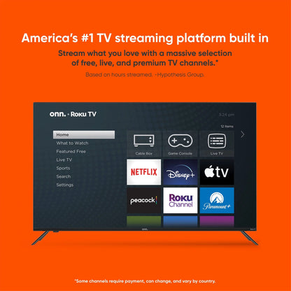50” QLED 4K UHD (2160p) Roku Smart TV with Dolby Atmos, Dolby Vision, Local Dimming, 120hz Effective Refresh Rate, and HDR (100071700). onn