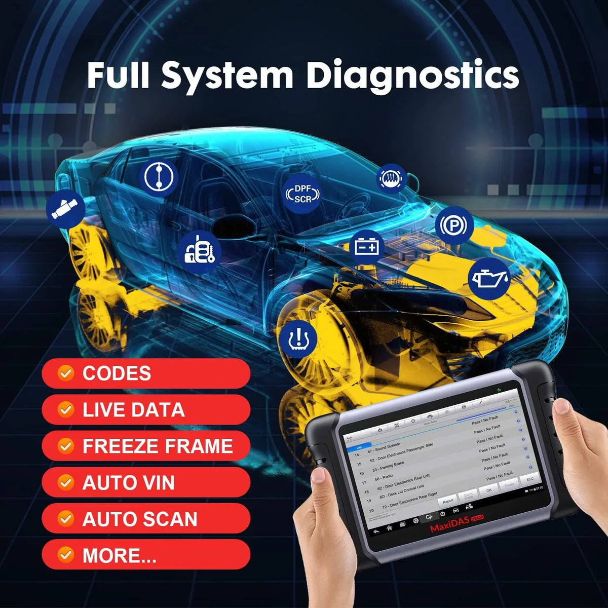 Autel Scanner MaxiDAS DS808K Auto Diagnostic Scan Tool,  ECU Coding,ABS Bleed, Oil Reset,Upgrade of DS708 MP808