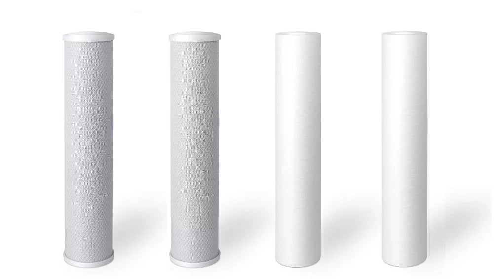 4 Pack Big Blue moisture Filters: SEDIMENT + CARBON BLOCK 4.5" x 20"
