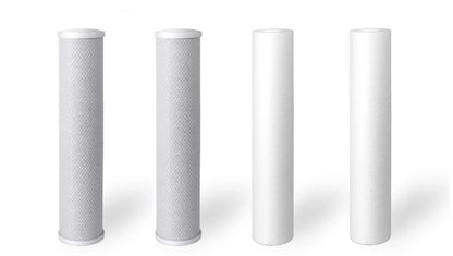 4 Pack Big Blue moisture Filters: SEDIMENT + CARBON BLOCK 4.5" x 20"