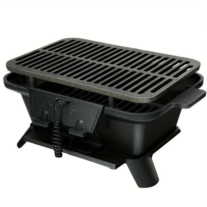 Heavy Duty Cast Iron Charcoal Grill Tabletop BBQ Grill Stove for Camping Picnic