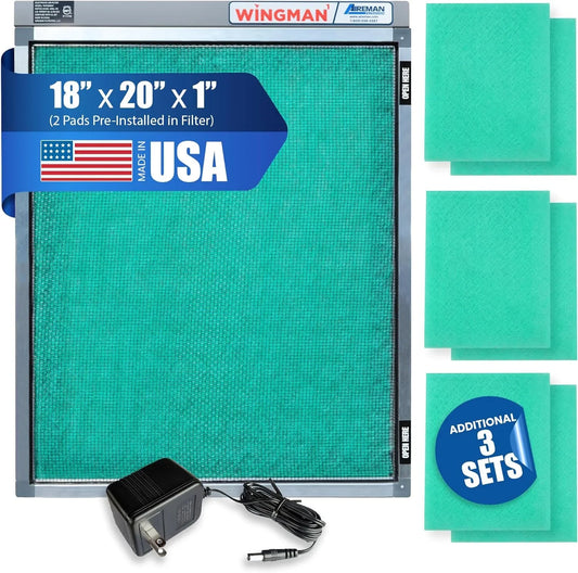 Electronic Air Filter With 1-Yr Supply Of Air Purifier Pads - HVAC, Heater, Air Return, Furnace Filters For House - Air Conditioner Replacement Filters - Easy Homeowner Installed - 18X20x1