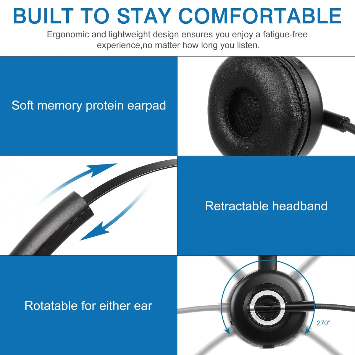 Comfortable Bluetooth Headset, UX-M97 Wireless Headset with Microphone, Wireless Cell Phone Headset with Noise Isolation Mic Charging Base Mute Function for Oppo RX17 Pro With Charging Dock