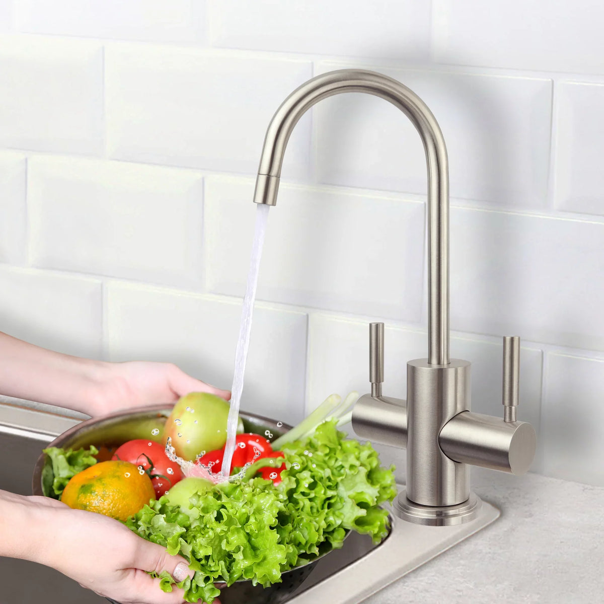 APEC Westbrook 2-Handle Instant Hot and Cold Reverse Osmosis Drinking aqua Dispenser Faucet in Brushed Nickel