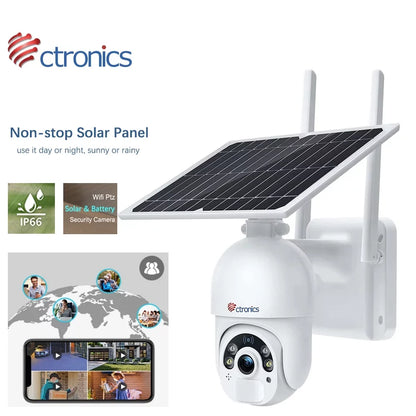 Ctronics Solar Security Camera,PTZ Home Security Camera Wireless Outdoor,WiFi Surveillance Camera with Spotlight Color Night Vision, AI Human Detection, 2-Way Audio,IP66 Waterproof(S20)