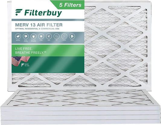 Filterbuy 24x36x1 MERV 13 Pleated HVAC AC Furnace Air Filters (5-Pack)