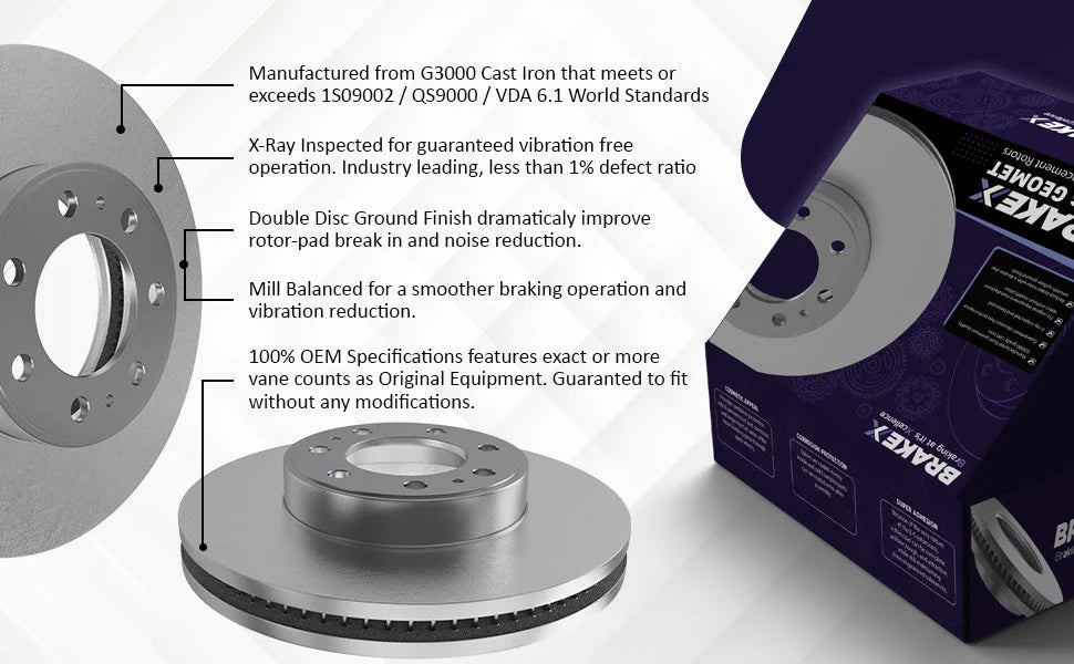 [Front] Brake X GEOMET Coated Replacement Disc Rotors and Premium Ceramic Brake Pads Kit | 6 Piece Set | For 1992-1994  Camry 2.2