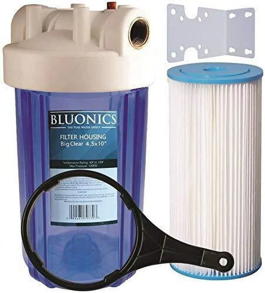 10" Big Blue Whole House aqua Filter 5 Micron Pleated Sediment Cartridge with clear blue transparent housing