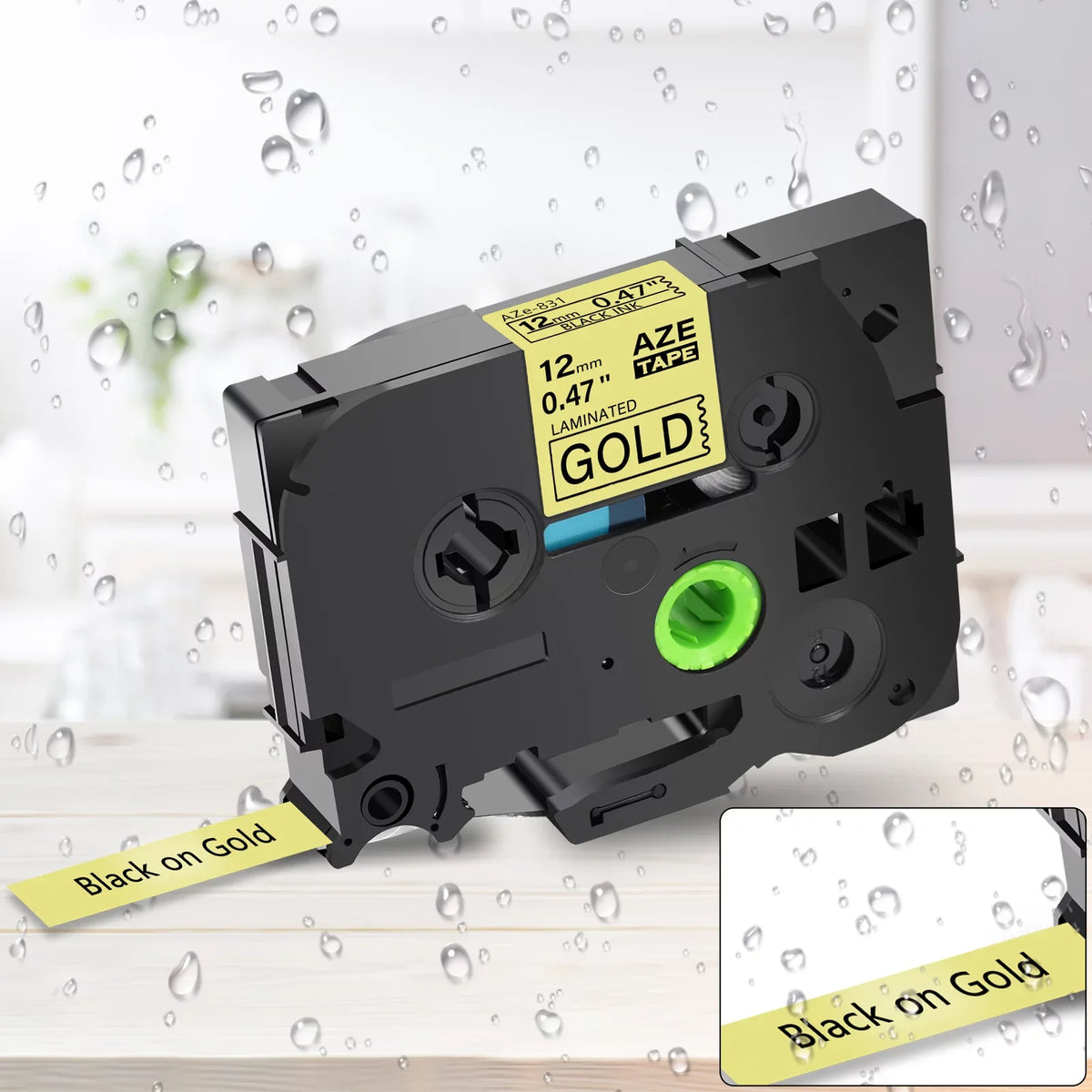 GREENCYCLE 40PK appropriate for Brother P-touch Black on Gold 12mm TZ TZe TZe-831 TZ-831 TZ831 TZe831 Laminated Label Tape