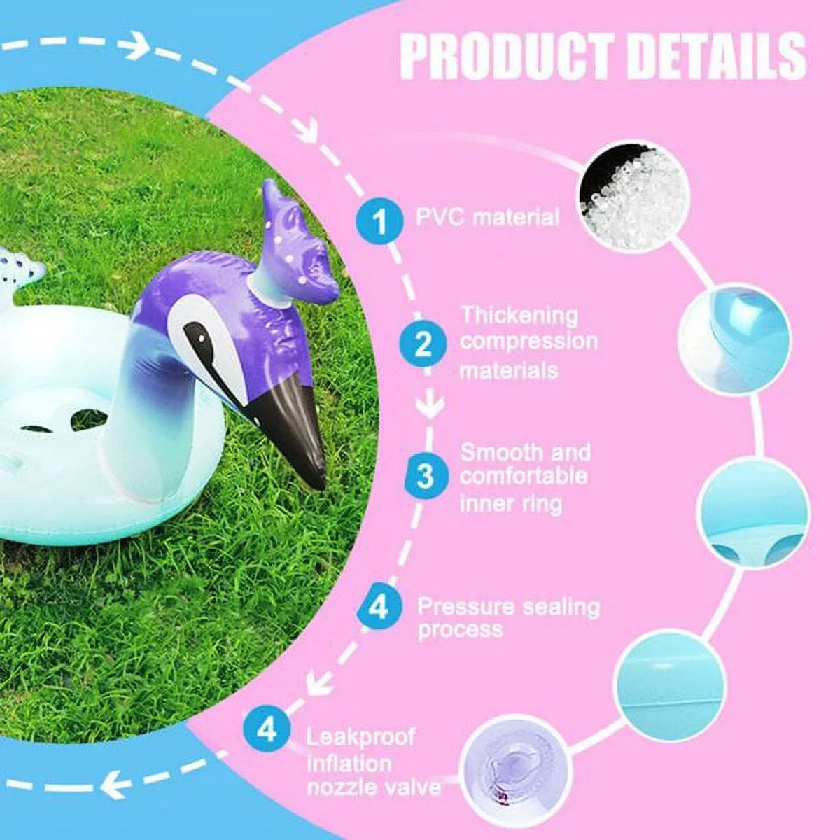 Cherry Inflatable Swimming Pool Glitter Float Toys Peacock Designed with Fast Valves Summer Fun Beach Party Lounge Raft Decorative liquid Game for Kids | 48 Inch