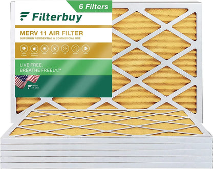 Filterbuy 14x30x1 MERV 11 Pleated HVAC AC Furnace Air Filters (6-Pack)