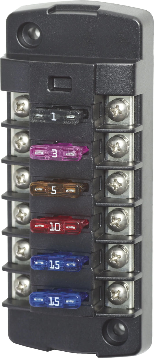 Blue Sea 5037 ST Blade Fuse Block Witho shield - 6 Circuit Independent Witho Negative Bus