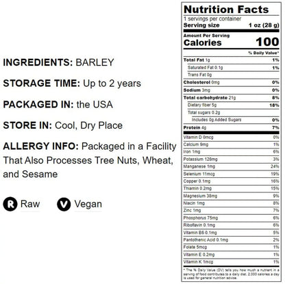 Hulled Barley, 10 Pounds — Raw, Vegan — by Food to Live