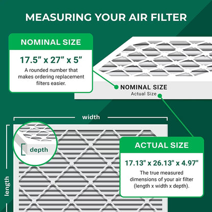 Filterbuy 17.5x27x5 MERV 11 Pleated HVAC AC Furnace Air Filters for Trane Perfect Fit (2-Pack)