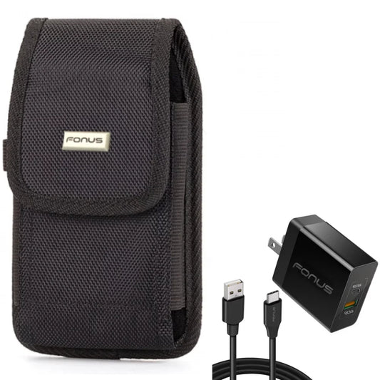 6ft Long Cable Fast Type-C 36W PD Home Charger w Holster Swivel Case Belt Clip for  Galaxy A52 5G A51 5G A50 A33 5G A30s A20 A12 5G A11 - Sonim XP8 -  Xperia 5 II