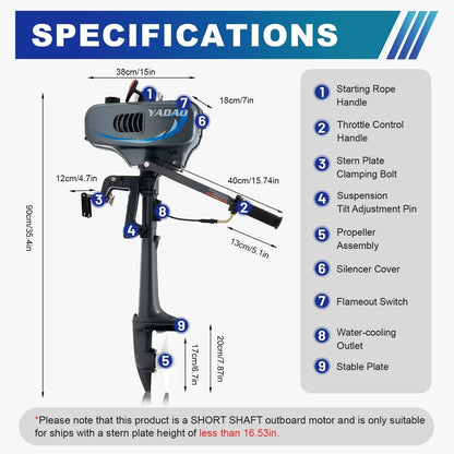 Heavy Duty 3.5HP 2 Stroke Outboard Engine Motor ship Engine moisture Cooling System