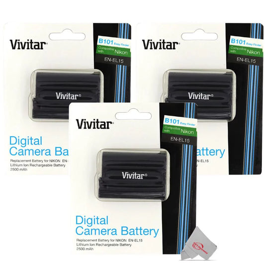 3X Vivitar  EN-EL15 Replacement Battery for  Z5 Z6 Z7 D500 D750 D780 D800 D7500 Digital Cameras