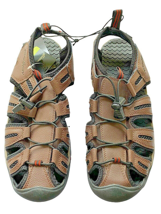 Eddie Bauer Men's Troy Cinch Cord Leather Sandals (Dark Brown, 9)