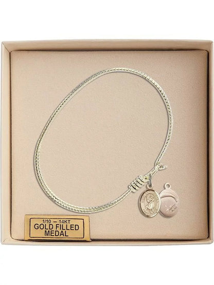 Christopher/Paratroopers in Gold-Filled. 7 1/4 inch Oval Eye Hook Bangle Bracelet w/ St
