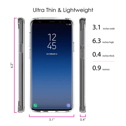 DistinctInk Clear Shockproof Hybrid Case for  Galaxy S9+ PLUS (6.2" Screen) - TPU Bumper, Acrylic Back, Tempered Glass Screen Protector - Luke 1:37 - Faith Does Not Make Easy Makes Possible