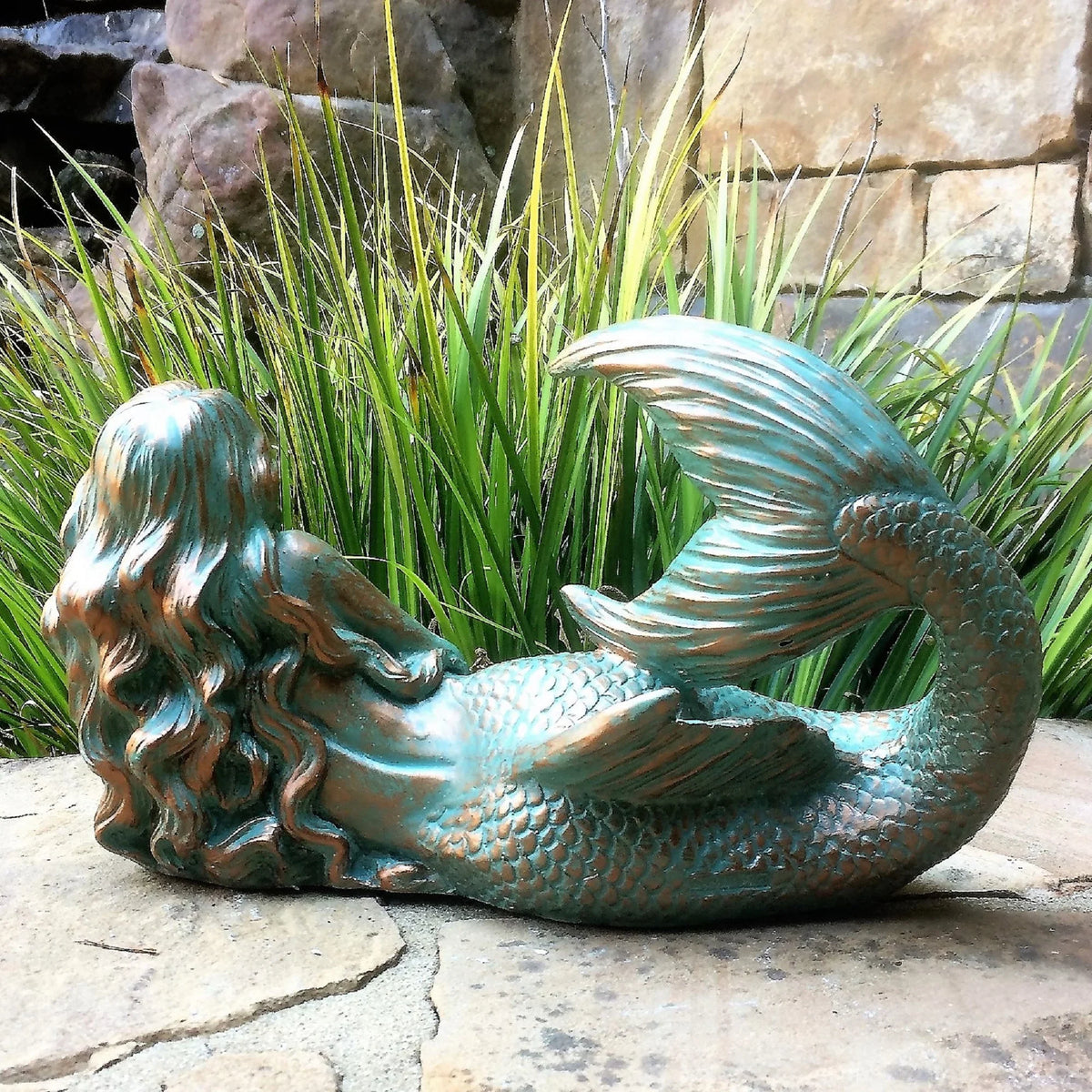 Bronze Patina Sexy Mermaid Nautical Beach Statue. Homestyles 12 in