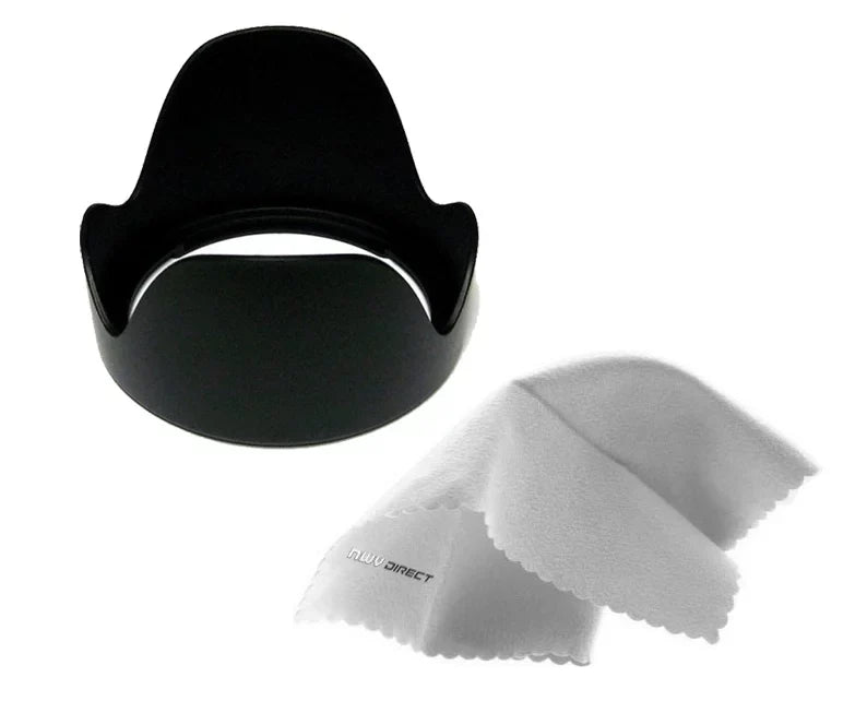 Alpha A3000 Pro Digital Lens Hood (Flower Design) (55mm) + Nwv Direct Microfiber Cleaning Cloth.