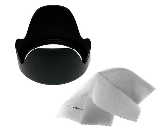 Alpha A3000 Pro Digital Lens Hood (Flower Design) (55mm) + Nwv Direct Microfiber Cleaning Cloth.