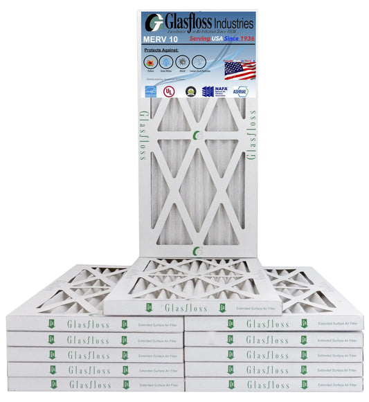 Glasfloss 8x30x1 - MERV 10 -Qty:12 - Furnace Air Filter - Made in USA (Actual Size: 7.5 x 29.5x7/8 inch)