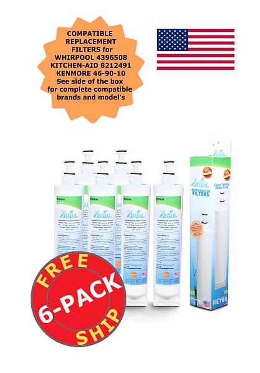 ZUMA Brand , aqua and Ice Filter , Model # OPFW-RF300 , matching with Whirlpool® 4392857 - 6 Pack - Made in U.S.A.