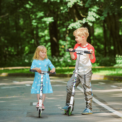 Aosom One-click Folding Kids Kick Scooter w/ Adjustable Handlebar, Push Rider with Kickstand, Dual Brake System, Durable Wheels & Sturdy Bearings, for Boys and Girls, White