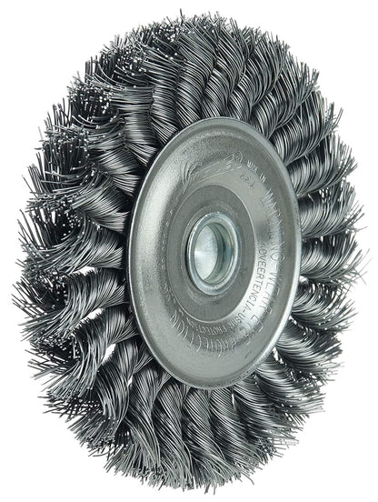 Weiler 17687 4" Stem-Mounted Knot Wire Wheel, .014" Steel Fill, 1/4" Stem, Made in the USA