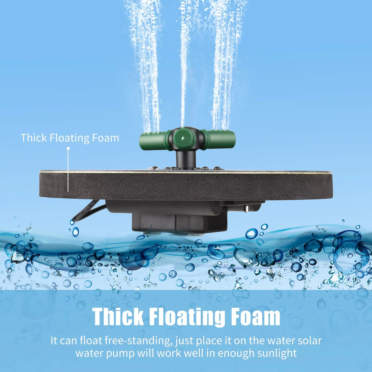 6W Colorful Solar Fountain Pump With Rotatable Nozzle LED Light Solar moisture Pump With Battery Auto-Shut off 9 Inch Fountain for Bird Bath Garden Small Pond